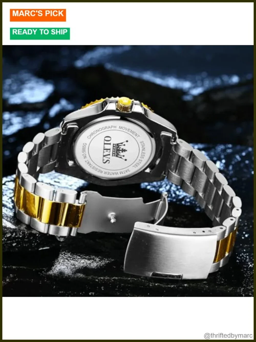 Large Face Casual Quartz Watch with Date Window and Rotating Bezel